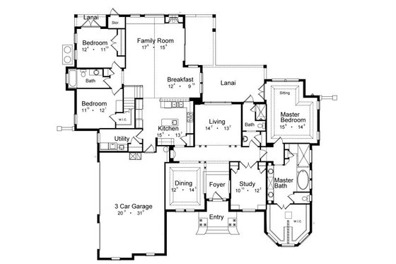 Floor Plan - Main Floor for Traditional House Plan #417-358 - 4 bed, 4 bath