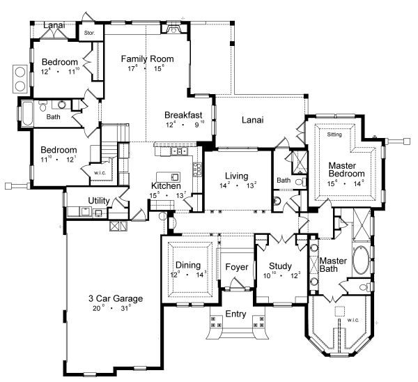 Traditional Floor Plan - Main Floor Plan #417-358