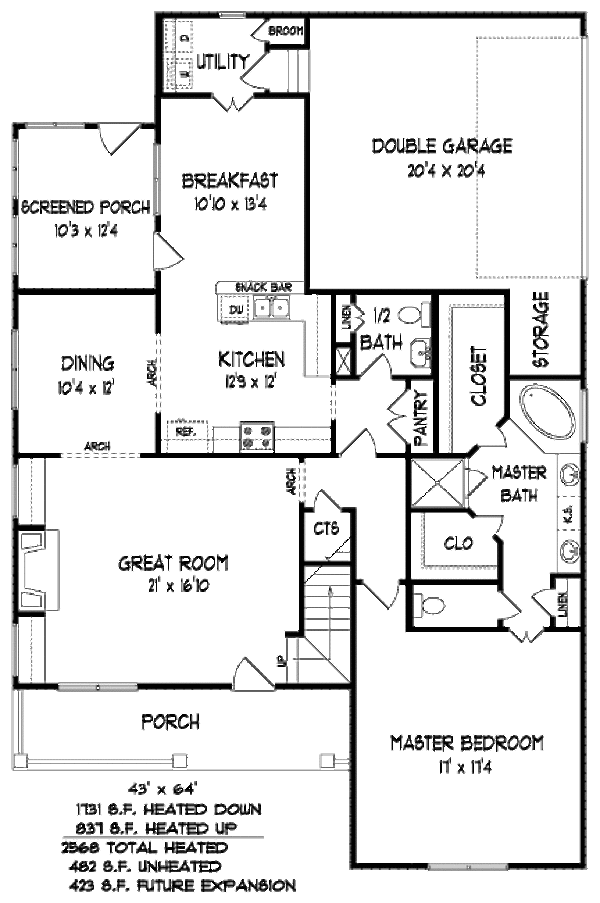 Farmhouse Floor Plan - Main Floor Plan #424-228