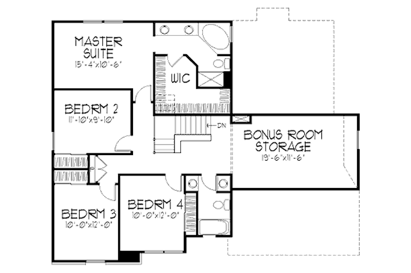 Architectural House Design - Floor Plan - Upper Floor for Country House Plan #320-422 - 4 bed, 2.5 bath