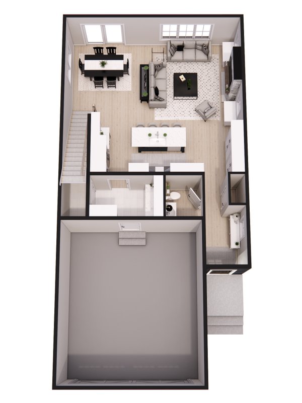 House Blueprint - Floor Plan - Main Floor 1 for Farmhouse House Plan #51-1543 - 3 bed, 2.5 bath