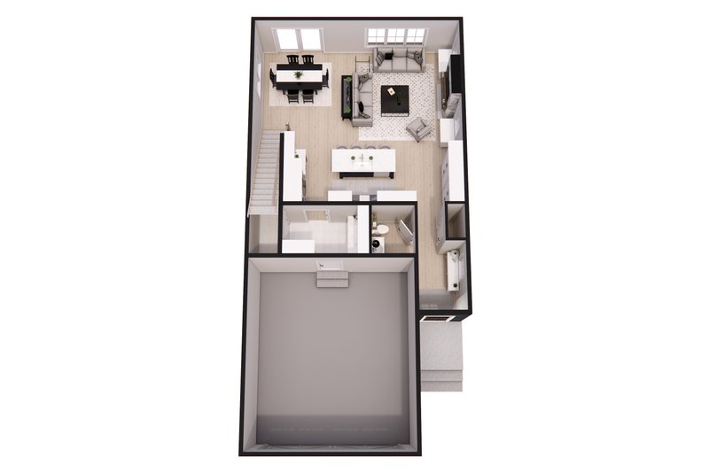 House Blueprint - Floor Plan - Main Floor 1 for Farmhouse House Plan #51-1543 - 3 bed, 2.5 bath