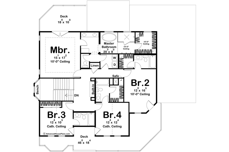 House Blueprint - Floor Plan - Upper Floor for Modern House Plan #455-618 - 4 bed, 4.5 bath