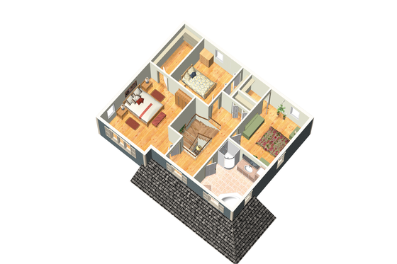 Floor Plan - Upper Floor 1 for Country House Plan #25-4412 - 3 bed, 1 bath