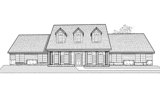 Exterior - Front Elevation for Southern House Plan #65-368 - 3 bed, 3 bath