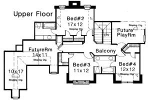 Floor Plan - Upper Floor for European House Plan #310-147 - 4 bed, 3.5 bath