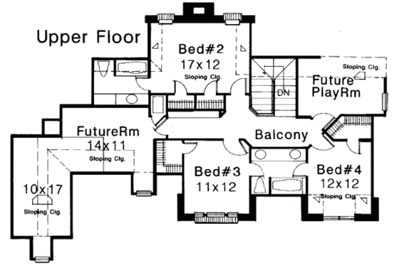Floor Plan - Upper Floor for European House Plan #310-147 - 4 bed, 3.5 bath