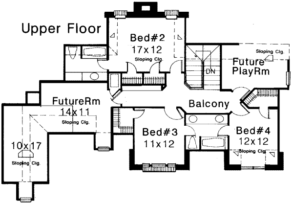 European Floor Plan - Upper Floor Plan #310-147