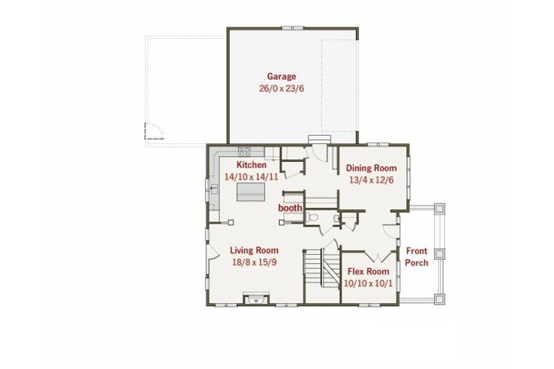 Dream House Plan - Floor Plan - Main Floor for Craftsman House Plan #461-12 - 3 bed, 2.5 bath