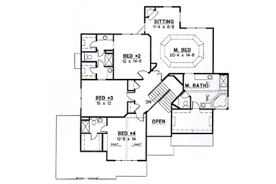 Floor Plan - Upper Floor for Traditional House Plan #67-577 - 4 bed, 3.5 bath