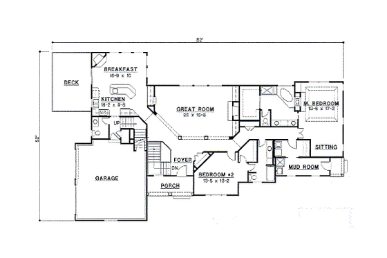 Floor Plan - Main Floor for Traditional House Plan #67-411 - 3 bed, 3.5 bath