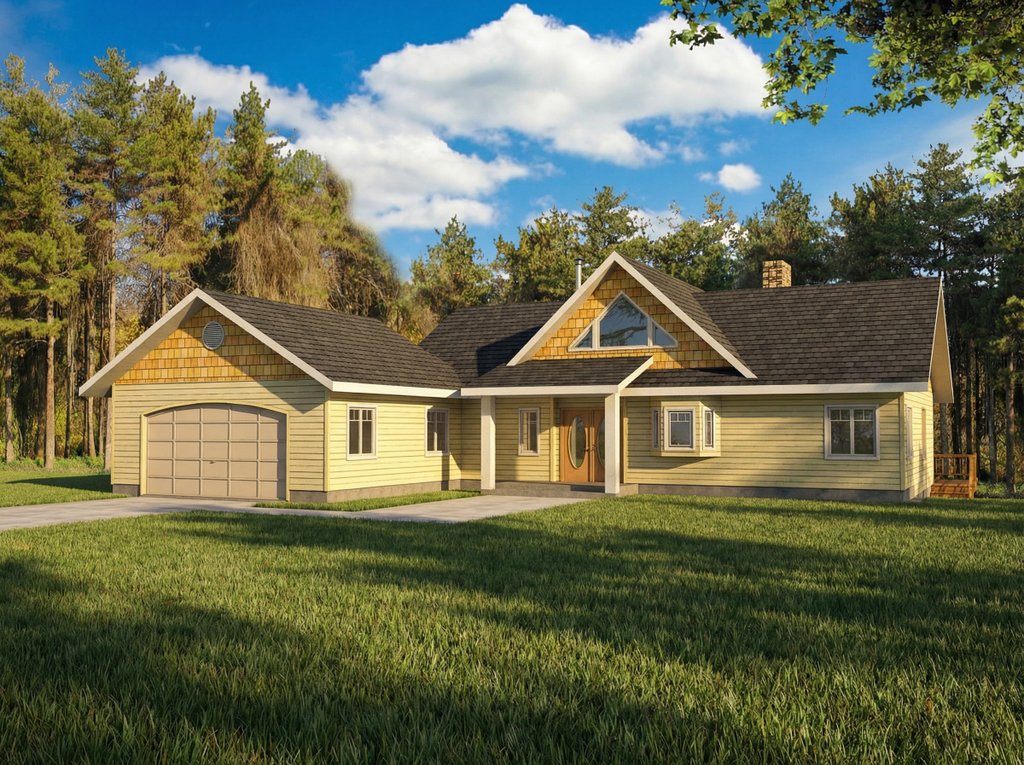 Exterior - Front Elevation 2 for Craftsman House Plan #117-1090 - 2 bed, 3 bath