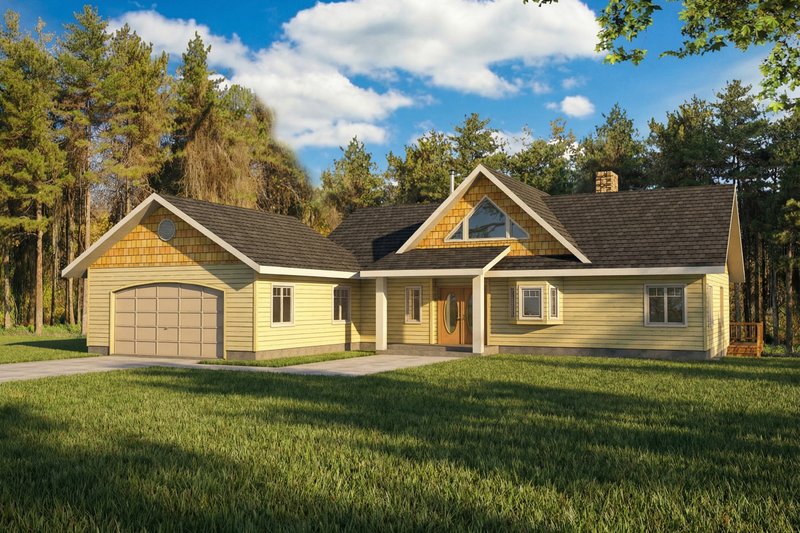 House Blueprint - Exterior - Front Elevation 2 for Craftsman House Plan #117-1090 - 2 bed, 3 bath