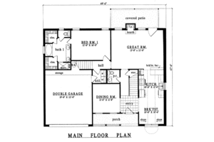 Floor Plan - Main Floor for Traditional House Plan #42-210 - 3 bed, 2.5 bath