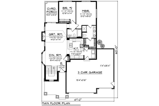 Floor Plan - Main Floor for Craftsman House Plan #70-1519 - 4 bed, 3 bath