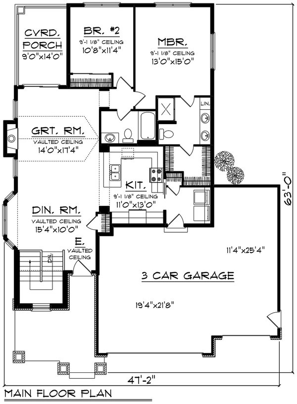 Home Plan - Craftsman Floor Plan - Main Floor Plan #70-1519