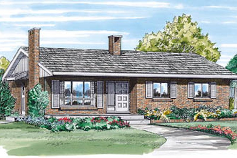 Ranch Style House Plan - 3 Beds 1 Baths 1054 Sq/Ft Plan #47-136