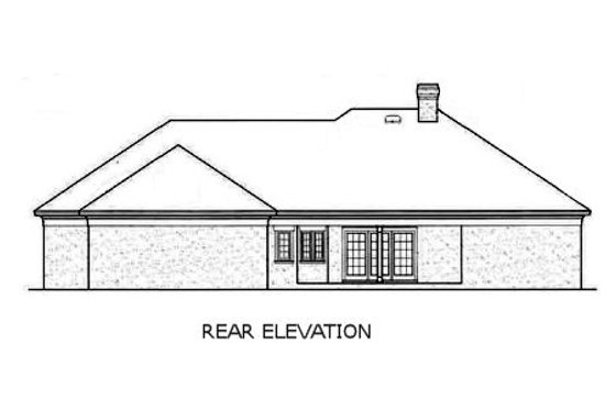 Exterior - Rear Elevation for European House Plan #45-143 - 4 bed, 2 bath