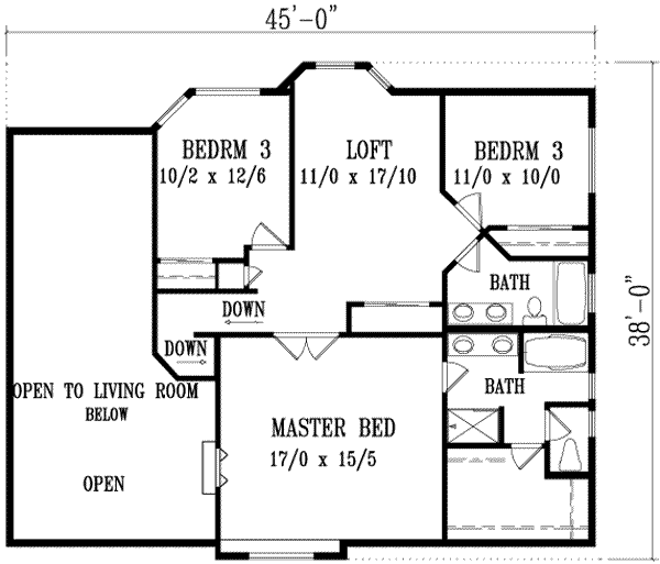 Architectural House Design - Adobe / Southwestern Floor Plan - Upper Floor Plan #1-1087