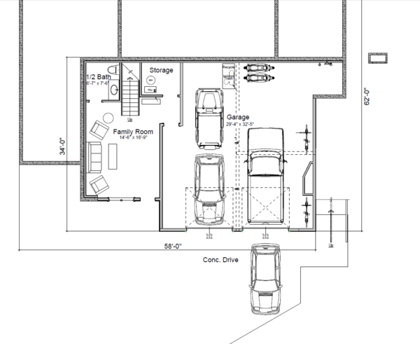 Architectural House Design - Modern Floor Plan - Lower Floor Plan #451-21