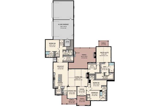 Floor Plan - Main Floor for Modern House Plan #1081-11 - 4 bed, 4.5 bath
