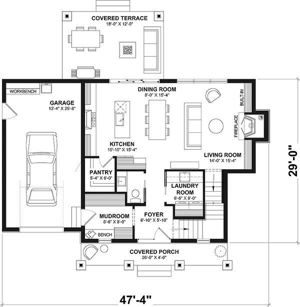 House Blueprint - Farmhouse Floor Plan - Main Floor Plan #23-2838