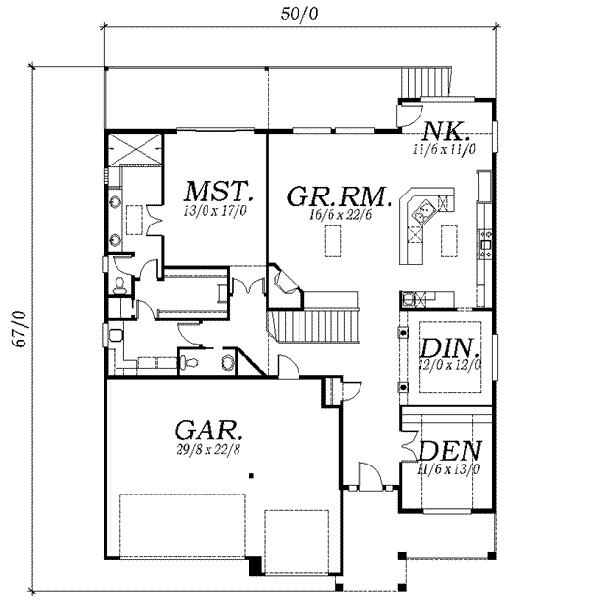 Bungalow Floor Plan - Main Floor Plan #130-135