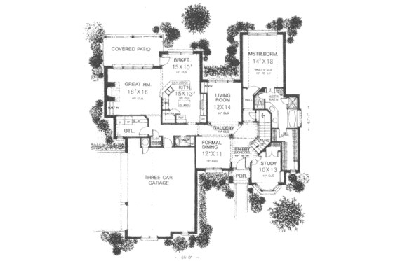 Floor Plan - Main Floor for European House Plan #310-496 - 4 bed, 3.5 bath