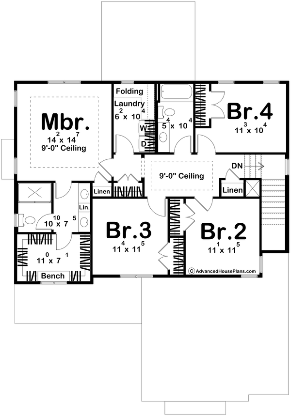 Farmhouse Floor Plan - Upper Floor Plan #455-561