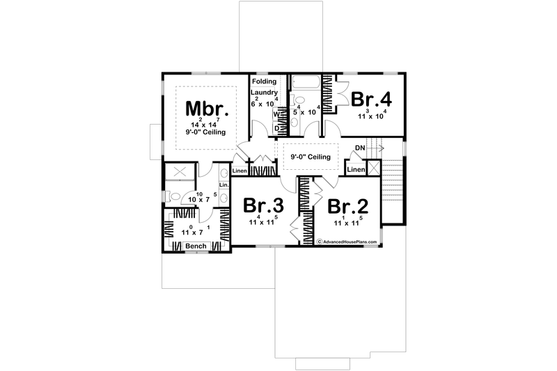 House Plan Design - Floor Plan - Upper Floor for Farmhouse House Plan #455-561 - 4 bed, 2.5 bath