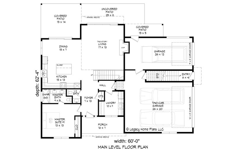 Architectural House Design - Floor Plan - Main Floor for Modern House Plan #932-612 - 3 bed, 3.5 bath