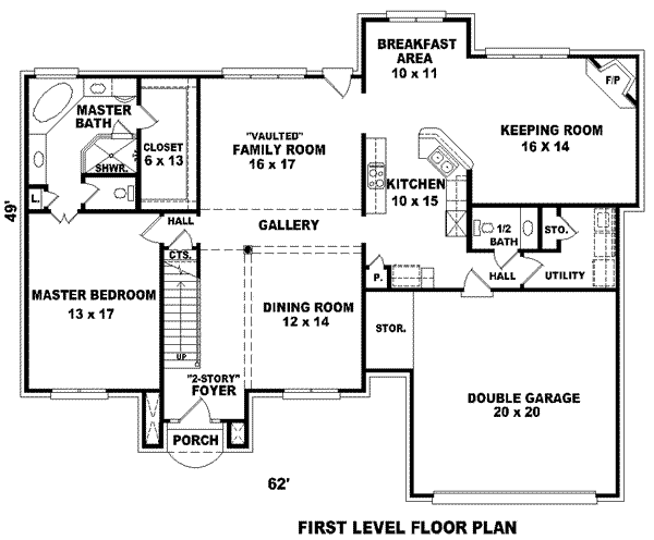 Floor Plan - Main Floor for Traditional House Plan #81-901 - 4 bed, 3.5 bath