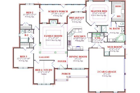 Floor Plan - Main Floor for Traditional House Plan #63-129 - 4 bed, 2 bath
