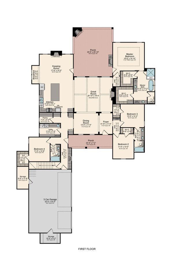 Dream House Plan - Farmhouse Floor Plan - Main Floor Plan #1081-20