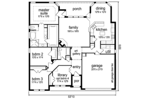 Floor Plan - Main Floor for European House Plan #84-480 - 3 bed, 2 bath