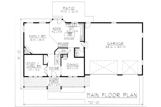 Floor Plan - Main Floor for Farmhouse House Plan #112-165 - 4 bed, 2.5 bath