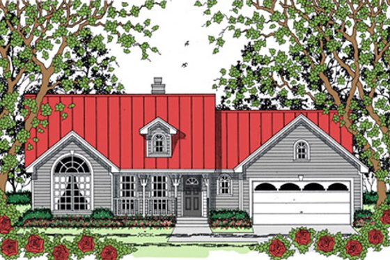 Exterior - Front Elevation for Farmhouse House Plan #42-403 - 3 bed, 2 bath