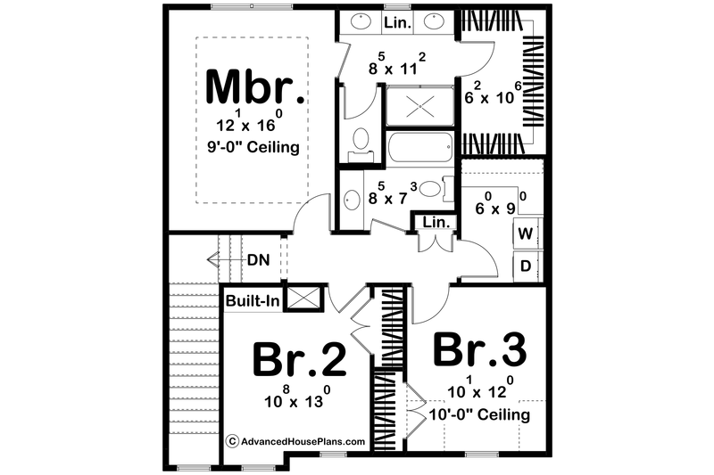 House Blueprint - Floor Plan - Upper Floor for Modern House Plan #455-623 - 3 bed, 3 bath