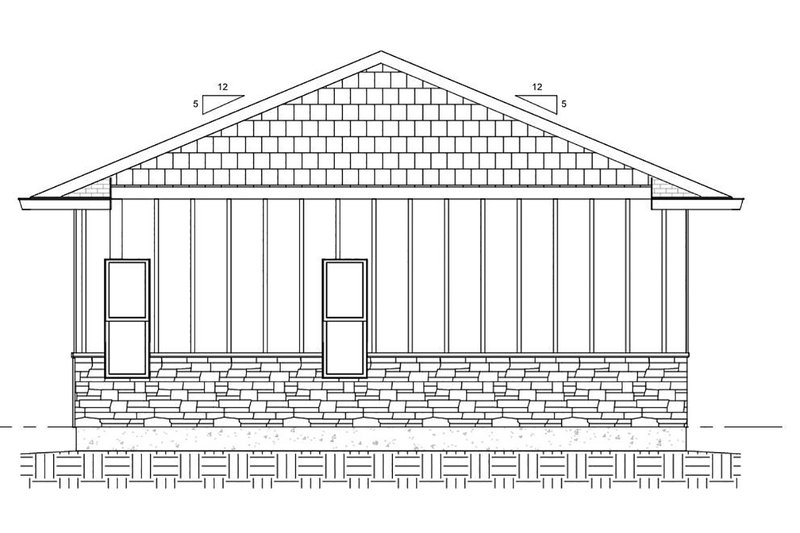 House Blueprint - Exterior - Rear Elevation for Ranch House Plan #1077-6 - 1 bed, 1 bath