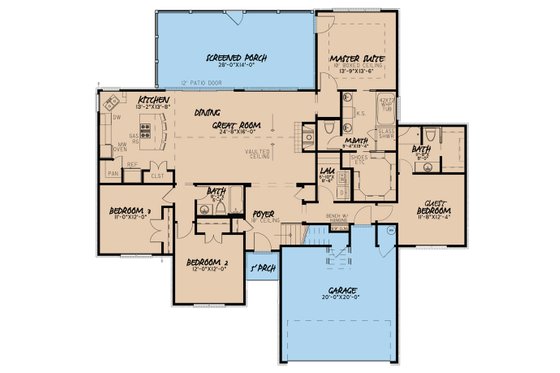 Floor Plan - Main Floor for Traditional House Plan #923-37 - 4 bed, 3 bath