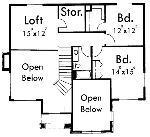 Floor Plan - Upper Floor for Traditional House Plan #303-330 - 4 bed, 2.5 bath