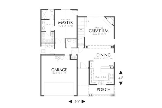 Floor Plan - Main Floor for Craftsman House Plan #48-609 - 4 bed, 2.5 bath