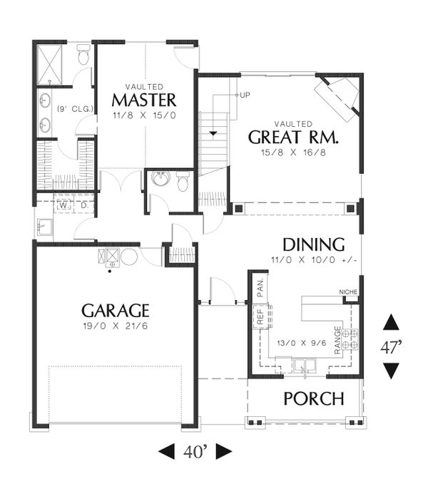 Home Plan - Craftsman Floor Plan - Main Floor Plan #48-609