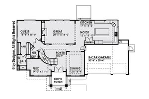 Floor Plan - Main Floor for Contemporary House Plan #1066-14 - 5 bed, 4.5 bath