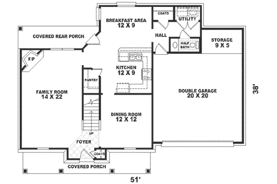 Floor Plan - Main Floor for Colonial House Plan #81-119 - 3 bed, 2.5 bath