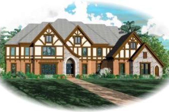 Exterior - Front Elevation for European House Plan #81-1357 - 6 bed, 4 bath