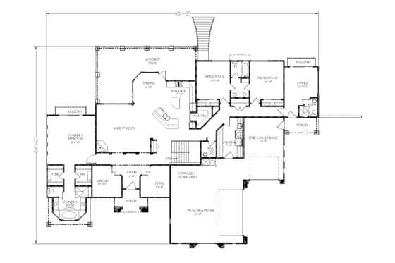 Floor Plan - Main Floor for Mediterranean House Plan #24-279 - 6 bed, 5.5 bath