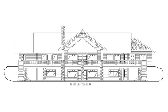 Exterior - Rear Elevation for Craftsman House Plan #117-1040 - 5 bed, 3 bath