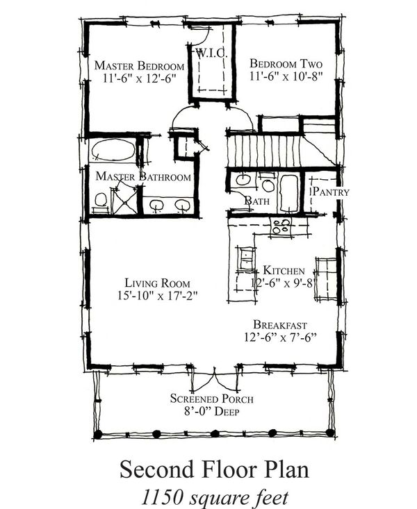 Country Style House Plan - 2 Beds 2 Baths 1150 Sq/Ft Plan #464-16 ...