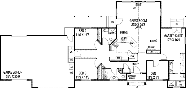 Ranch Floor Plan - Main Floor Plan #60-624